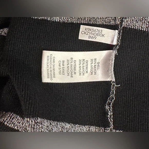 🧶 🧶 Calvin Klein Black and Grey Open Cardigan Sweater – Size XL - Picture 6 of 8